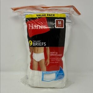 Hanes Men's White Cotton Brief Underwear, 9-Pack S, M, L, XL